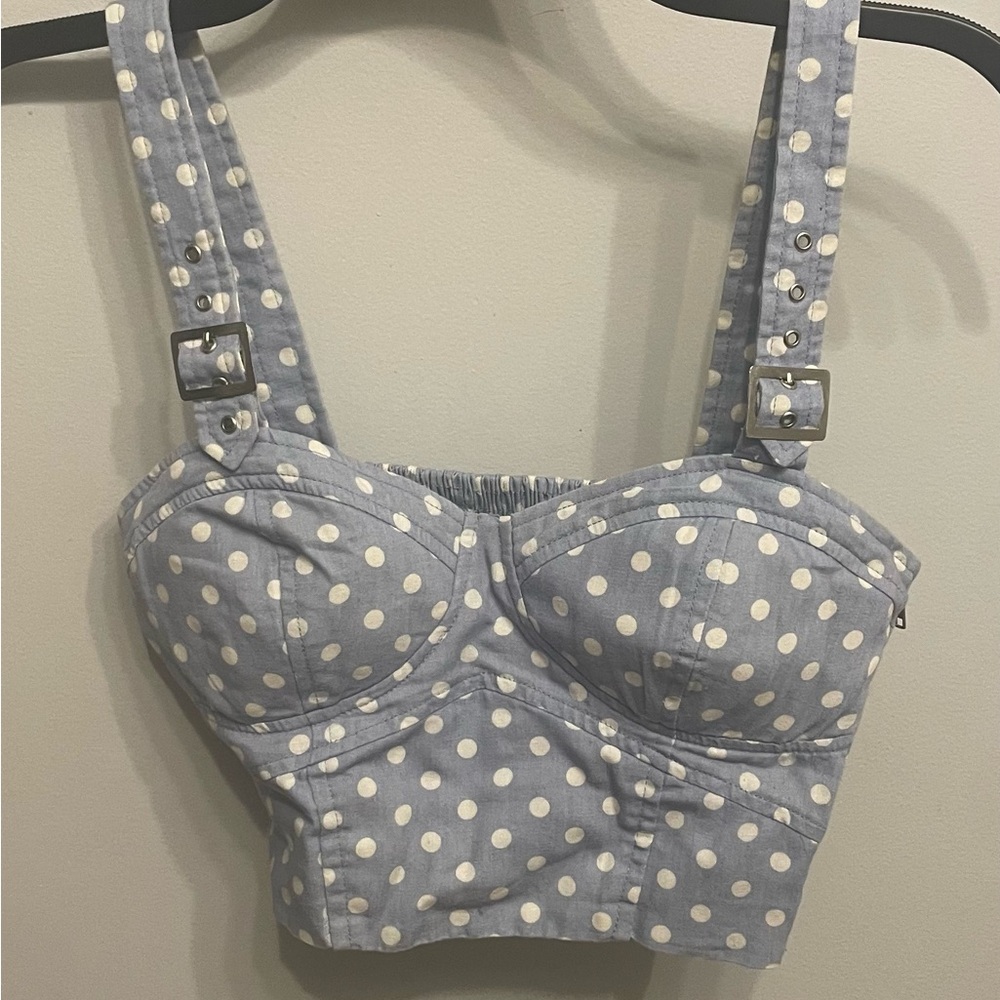 Blue Polka Dot Crop Top
